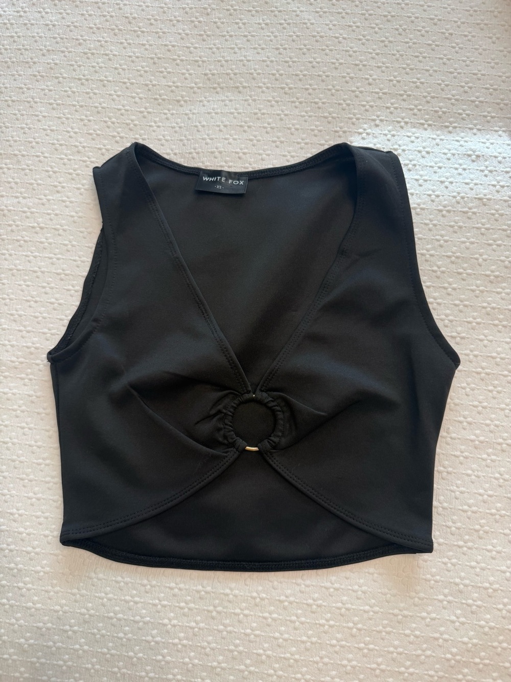 White Fox Ring-Front Crop Top